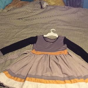 Persnickety black, gray, mustard yellow dress